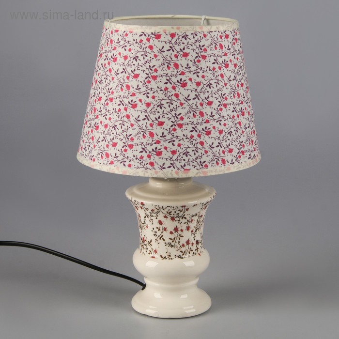 Лампа настольная с абажуром Е14 40Вт "Полевые розовые цветы" 32,5х20х20 см - Фото 1