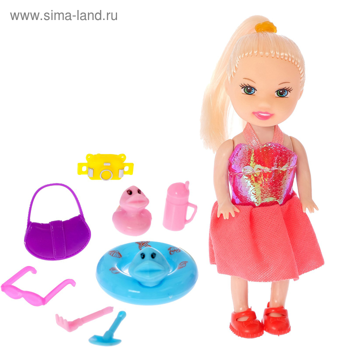 Кукла-малышка "Мила" в костюмчике с аксессуарами, МИКС - Фото 1