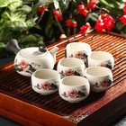 Набор для чайной церемонии керамический «Нежный цветок», 7 предметов: чайник 180 мл, 6 чашек 70 мл, цвет белый - фото 4107210