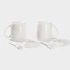 Набор кружек с ложками и подставками «Букет лаванды», 2 предмета: 330 мл, керамика, рисунок МИКС - Фото 4