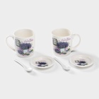 Набор кружек с ложками и подставками «Букет лаванды», 2 предмета: 330 мл, керамика, рисунок МИКС - Фото 6