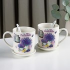 Набор кружек с ложками и подставками «Букет лаванды», 2 предмета: 330 мл, керамика, рисунок МИКС - Фото 8