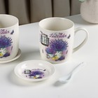 Набор кружек с ложками и подставками «Букет лаванды», 2 предмета: 330 мл, керамика, рисунок МИКС - Фото 9