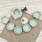 Набор для чайной церемонии "Листок", 7 предметов: чайник 180 мл, чашки 70 мл - Фото 2