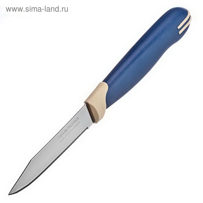Нож для очистки овощей с зубцами 7,5 см, цвет синий с белым - Фото 1