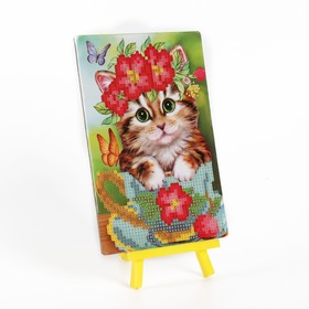 Алмазная мозаика с частичным заполнением на подставке «Котик», 13×19 см, картон 2360687