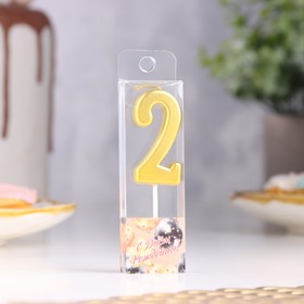Свеча в торт на шпажке «Цифра 2», золотая, 4.5?2.5 см (комплект 4 шт)