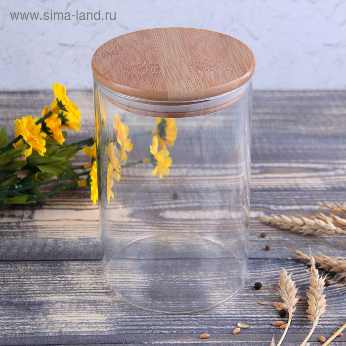 Банка стеклянная для сыпучих продуктов Magistro «Эко», 950 мл, 9,5×15,5 см - Фото 1