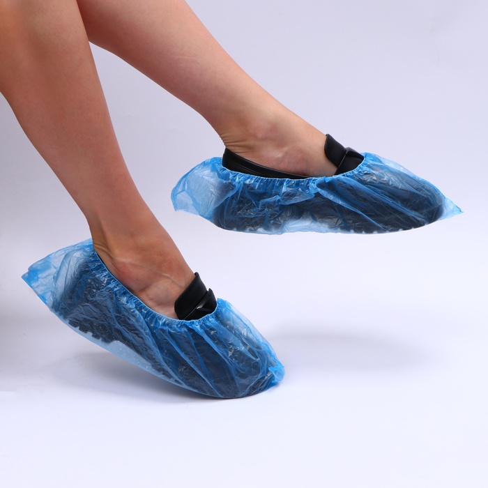 Бахилы прочные синие 400×120 14 мкр 1.5 г 25 пар/уп - Фото 1