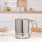 Кружка - сито для просеивания муки Доляна, 2 уровня, нержавеющая сталь, серебристая - Фото 2