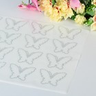 Термоаппликация из страз «Бабочка», 5,5 × 7,2 см, 20 шт. на листе, цвет белый - Фото 1