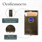 Ящик почтовый без замка (с петлёй), вертикальный, бронзовый - Фото 2