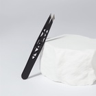 Пинцет «Геометрия», скошенный, заострённый, 9.5 см, чёрный - Фото 3