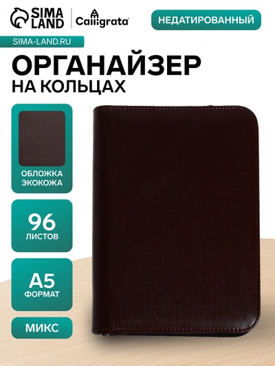 Ежедневник-органайзер Calligrata, А5, 96 листов, на молнии, обложка из искусственной кожи, МИКС