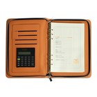 Органайзер на кольцах А5, 96 листов в линейку, на молнии с 3-х сторон, кожзам с калькулятором, чёрный - Фото 3