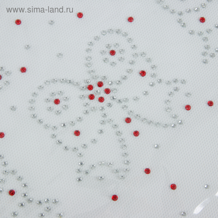 Термоаппликация из страз «Бантик», 8 × 10,5 см, 12 шт на листе, цвет белый/красный - Фото 1