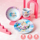 Набор детской посуды из керамики Доляна «Ангелок», 3 предмета: кружка 230 мл, миска 400 мл, тарелка d=18 см - Фото 1