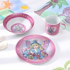 Набор детской посуды из керамики Доляна «Дюймовочка», 3 предмета: кружка 230 мл, миска 400 мл, тарелка d=18 см,цвет белый - фото 8354037