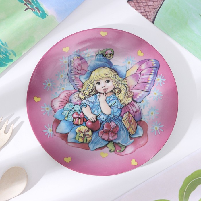 Набор детской посуды из керамики Доляна «Дюймовочка», 3 предмета: кружка 230 мл, миска 400 мл, тарелка d=18 см,цвет белый - фото 1906886325
