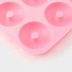 Форма для выпечки Доляна «Сладости. Пончик», силикон, 28,5х28,5х3 см, 9 ячеек (d=8 см), цвет розовый - Фото 5