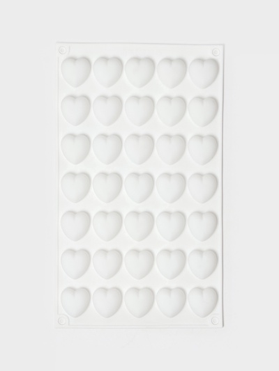 Форма для муссовых десертов и шоколада KONFINETTA «Сердца», силикон, 29.7×17.3×1.5 см, 35 ячеек (2.7×2.5 см), белая