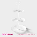 Этажерка для фруктов и десертов Доляна «Вивьен», 3 ярусная, пластик, круглая, 21.5/18/15 см, белая - Фото 1
