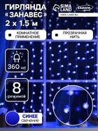 УЦЕНКА ЗАНАВЕС "Ежики", УМС вилка, Ш:2 м,В:1.5 м,Н.С. LED-360-220V, контр.8 режимов, СИНИЙ - фото 14889352