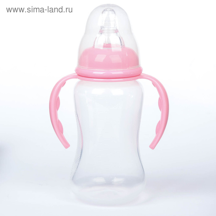 Бутылочка для кормления с ручками, 210 мл, от 0 мес., цвет розовый - Фото 1