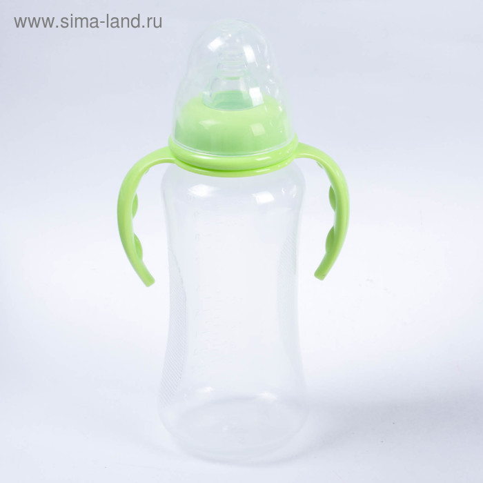 Бутылочка для кормления с ручками, 300 мл, от 0 мес., цвет зелёный - Фото 1
