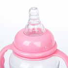 Бутылочка для кормления с ручками, 300 мл, от 0 мес., цвет розовый - Фото 3