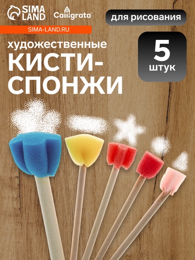 Набор кистей - спонжей, для рисования, 5 штук