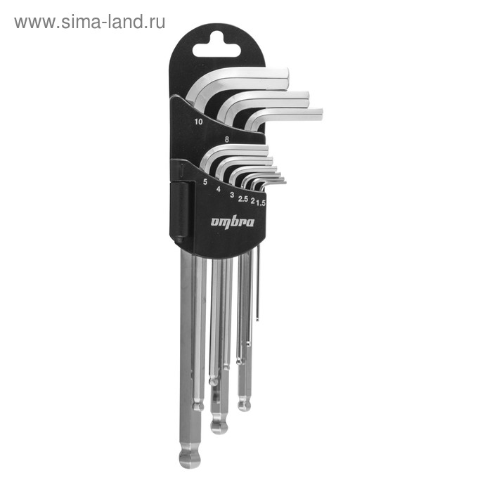Набор торцевых шестигранных ключей Ombra OMT9S с шаром H1,5-H10 мм, 9 предметов - Фото 1