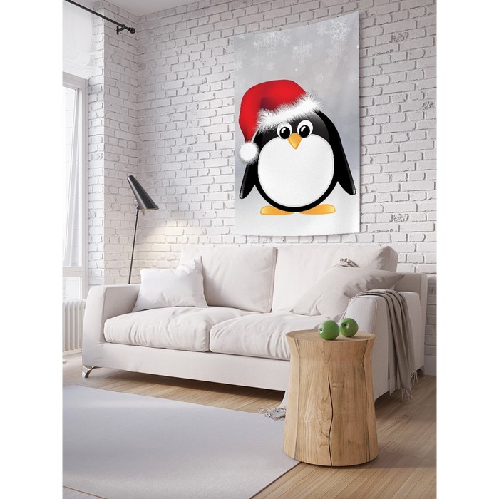 Декоративное панно с фотопечатью «Пингвин в шапке», вертикальное, размер 100х150 см