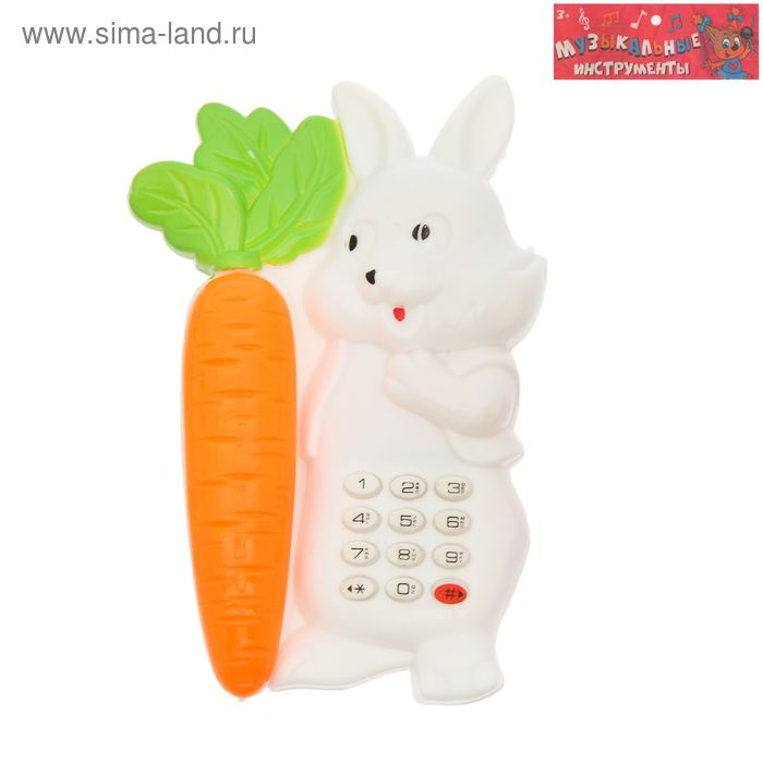 Музыкальный телефон «Зайка», световые и звуковые эффекты, МИКС - Фото 1