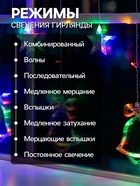 УЦЕНКА Гирлянда «Бахрома», 2.4×0.9 м, с насадками «Колокольчики», IP20, 138 LED, 220 В, 8 режимов, прозрачная нить, свечение мульти - Фото 3