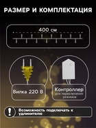 УЦЕНКА Гирлянда «Нить» 4 м с насадками «Звёздочка», IP20, прозрачная нить, 20 LED, свечение тёплое белое, 8 режимов, 220 В - Фото 2