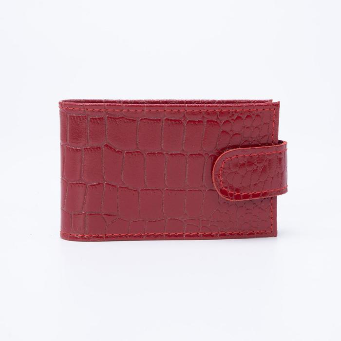 Визитница на кнопке, 18 карт, цвет красный - Фото 1