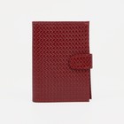 Обложка для автодокументов и паспорта, с хлястиком, отдел для купюр, плетёнка, цвет красный - фото 8609281
