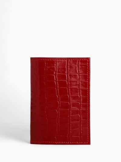 Обложка для паспорта, 5 карманов для карт, крокодил, цвет красный