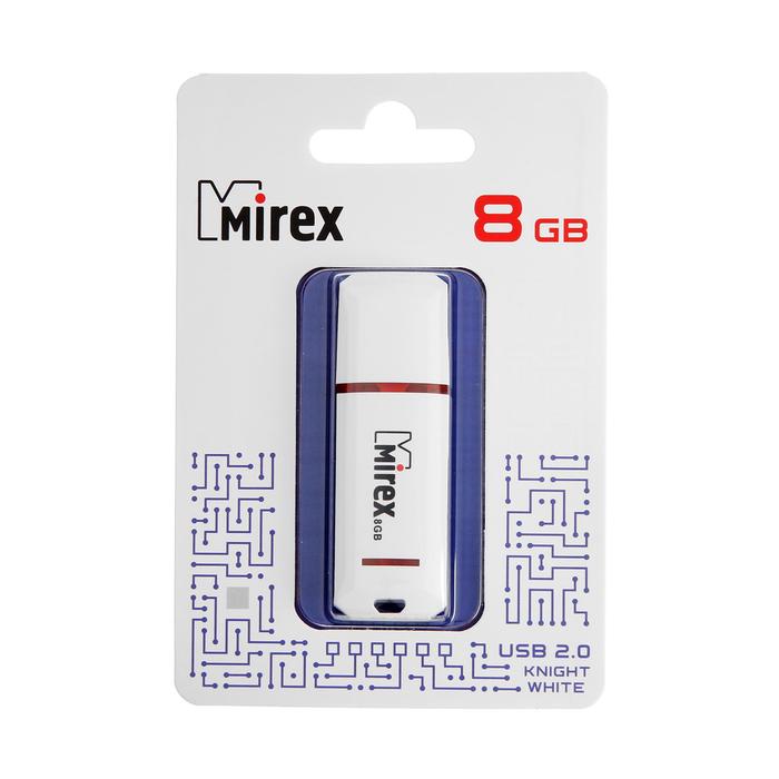 Флешка Mirex KNIGHT WHITE, 8 Гб, USB2.0, чт до 25 Мб/с, зап до 15 Мб/с, белая - фото 51294126