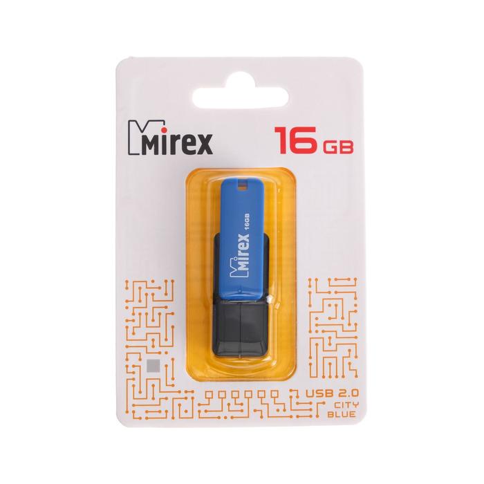 Флешка Mirex CITY BLUE, 16 Гб, USB2.0, чт до 25 Мб/с, зап до 15 Мб/с, синяя - фото 51294144