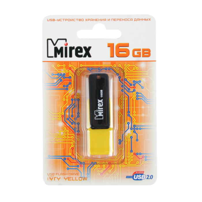 Флешка Mirex CITY YELLOW, 16 Гб, USB2.0, чт до 25 Мб/с, зап до 15 Мб/с, желтая - фото 51842827 Флешка Mirex CITY YELLOW, 16 Гб, USB2.0, чт до 25 Мб/с, зап до 15 Мб/с, желтая - фото 51842827
