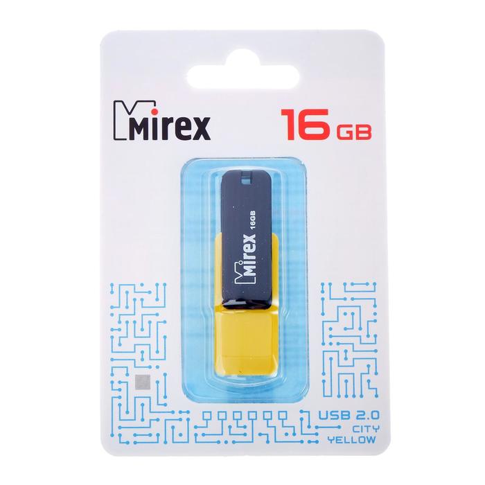 Флешка Mirex CITY YELLOW, 16 Гб, USB2.0, чт до 25 Мб/с, зап до 15 Мб/с, желтая - фото 51842829 Флешка Mirex CITY YELLOW, 16 Гб, USB2.0, чт до 25 Мб/с, зап до 15 Мб/с, желтая - фото 51842829