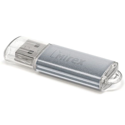 Флешка Mirex UNIT SILVER, 16 Гб, USB2.0, чт до 25 Мб/с, зап до 15 Мб/с, серебристая