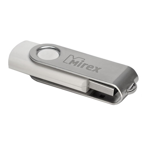 Флешка Mirex SWIVEL WHITE, 16 Гб, USB2.0, чт до 25 Мб/с, зап до 15 Мб/с, белая