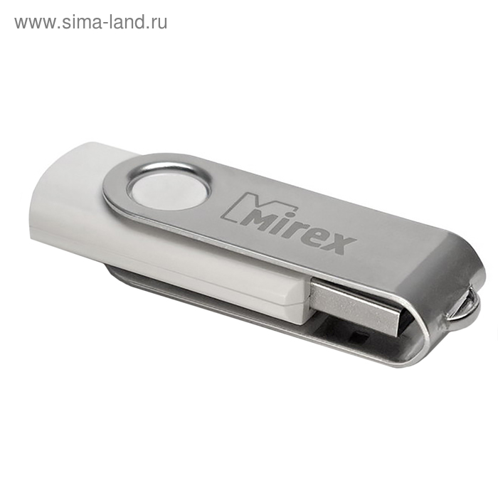 Флешка Mirex SWIVEL WHITE, 16 Гб, USB2.0, чт до 25 Мб/с, зап до 15 Мб/с, белая - Фото 1
