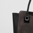 Сумка женская, 1 отдел на молнии, наружный карман, длинный ремень, цвет чёрный/серый - Фото 4