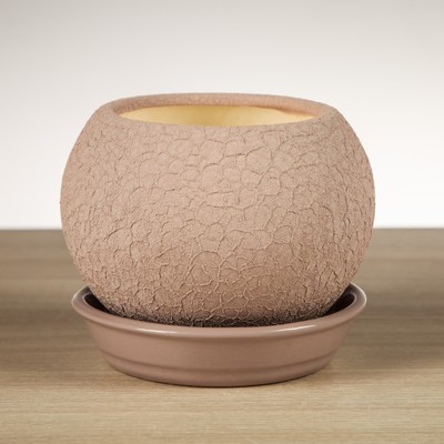 Горшок для цветов "Шар", шёлк, аметист, керамика, 0.4 л