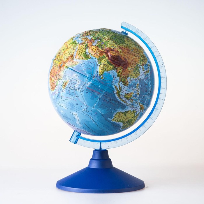 Глобус физический рельефный «Классик Евро», диаметр 250 мм, с подсветкой от батареек