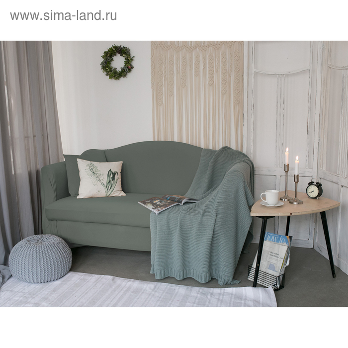 Чехол для мягкой мебели Collorista,2-х местный диван,наволочка 40*40 см в ПОДАРОК,серый